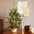 Albero di Natale in PE da 60 cm con luci LED calde e decorazioni a fiocco di neve - Albero PE Illuminato Pacchetto Decorazione Cristallo