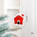 Red resin Christmas house hanging ornament with white snow detail for tree decor - Snow House (SZGJ17)