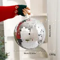 Große 30cm silberne Spiegel Discokugel Weihnachtsdeko mit Aufhängeschleife für Partys - 30cm (1 Stück)