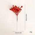 Branche de baies de Noël artificielles rouges étincelantes 30cm pour décoration - Tige Noire à Paillettes / Rouge