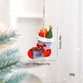 Festive blue resin Christmas stocking hanging ornament with red bow and gift box detail - Christmas Sock Gift (SZGJ17)
