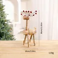 Handmade wooden reindeer Christmas ornament with red berry antlers, 30cm height - Wooden Reindeer / Natural Wood Color