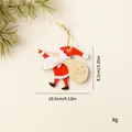 Festive wooden Santa Claus hanging ornament with gift bag for Christmas tree decor - Backpack Santa