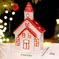 Handcrafted Nordic red ceramic LED Christmas house church decoration 15cm height - Three-Tier Spire