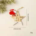 Handcrafted wooden Santa Claus star ornament for festive Christmas tree decoration 11g - Star Santa with Backpack