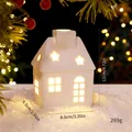White Nordic ceramic glowing Christmas snow house decoration with warm LED light - Star Top