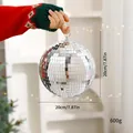 Große 20 cm silberne Discokugel-Weihnachtsspiegelverzierung für festliche Partydekorationen - 20cm (1 Stück)