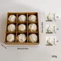 9-pack crèmewitte kerstballen met textuur in een bruine doos - diameter van 8 cm - 9-delige Set (8cm) / Antiek Goud