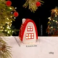 Glowing Nordic ceramic Christmas house ornament with size 11cm and 188g weight info - Red and White Snow House
