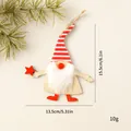 Handcrafted wooden Christmas gnome ornament with red striped hat and dimensions - Striped Hat Gnome with Star