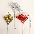 Tiges de baies artificielles pailletées rouges, dorées et argentées pour Noël - Combinaison Or Argent Et Rouge