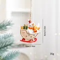 Exquisite handcrafted resin snowman on red sleigh Christmas tree ornament, 8x7cm size - Snowman-Yellow Scarf (SZGJ17)