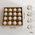 Set van 16 wit-gouden kerstballen voorzien van diverse geometrische reliëfpatronen - Set van 16 (6cm) / Antiek Goud