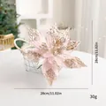 Fleur de Noël rose pailletée en velours pour sapin, Poinsettia artificiel de 28 cm - Style Série D (SDH15) / Diamètre 28CM / Rose Clair