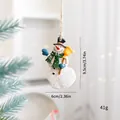 Snowman resin Christmas tree hanging ornament with dimensions 9.5x6cm and weight 41g - Snowman Yellow Broom (SZGJ17)