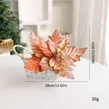 Fleur de Noël artificielle en velours rose avec paillettes dorées pour décoration - Style Série E (SDH15) / Diamètre 28CM / Orange Rose