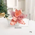 Grande fleur de poinsettia de Noël artificielle en velours pailleté rose de 28cm - Style Série E (SDH15) / Diamètre 28CM / Rose Clair