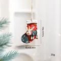Resin reindeer in Christmas stocking hanging ornament, size 7x6cm, weight 35g - Green Reindeer (SZGJ17)