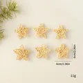 Natural rattan woven stars ornaments for Christmas tree and holiday decorations - Pentagram / 6 Pieces/Pack (6cm) / Natural Wood Color