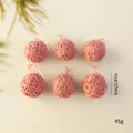 Set of six pink handmade yarn ball Christmas tree ornaments with hanging loops, 5cm size - Set of 6 / Pink