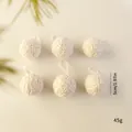 Set of 6 white yarn Christmas ornaments, 5cm diameter, for tree decoration. - Set of 6 / Beige