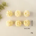 Set of 6 decorative cream woven rattan balls for holiday ornaments, 5cm diameter - Rattan Ball / 6 Pieces/Pack (5cm) / Natural Wood Color