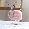 Handgemaakt roze wollen schaap eland ornament voor feestelijke kerstdecoratie 23x11cm - 23cm x 11cm / Roze Houten Gezicht Hert