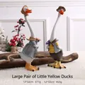 Paire de grandes figurines décoratives de canards à long cou pour décoration de Noël - Paire de Grands Canards Jaunes