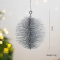 Zilveren glitter kerstbal ornament in borstelstijl, 8 cm diameter feestdecoratie - Zilveren Glitter Ornament / 8cm / Zilver