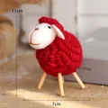 Handgemaakte rode vilten schaap decoratie voor kerstmis tafelblad, hoogte 11 cm - Wollen Vilt Groot Schaap / 7x11cm / Rood