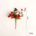 Branche décorative de Noël de 23 cm avec baies rouges et figurine de bonhomme de neige - Bonhomme de neige
