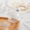 Elegante 8 cm kerstbal van helder glas met wit gaas en glinsterende strassteentjes - 8cm / Wit Net