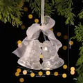 Campanas de Navidad de cristal con lazo de cinta blanca para el árbol, altura 10cm - Campana de Cristal