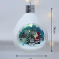 Adorno navideño blanco en forma de lágrima iluminado con escena de Papá Noel en miniatura - Lámpara Lágrima Papá Noel