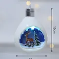 Adorno navideño de gota blanca con luz LED y escena de renos, altura de 15 cm - Forma de Lágrima (15cm) / Lámpara Lágrima Reno