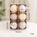 6-piece assorted flocked and glitter Christmas ornament set for holiday tree decoration - 8CM (Set of 6) / Champagne Gold