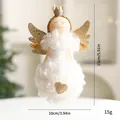 Plush white Christmas angel tree ornament with gold glitter wings and heart detail 15cm - Single Piece / White