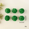 Set of six green woven rattan balls 5cm diameter for festive Christmas craft decoration - Rattan Ball / 6 Pieces/Pack (5cm) / Green