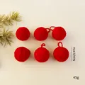 Set of 6 red Christmas decorative yarn balls for tree hanging DIY ornaments, 5cm size - Set of 6 / Red