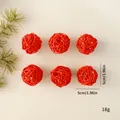 Decorative set of 6 red rattan balls for Christmas ornaments, 5cm diameter each. - Rattan Ball / 6 Pieces/Pack (5cm) / Red