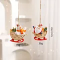 Resin Santa and Snowman sleigh ornaments set for Christmas tree decoration - Set 6 (SZGJ17)