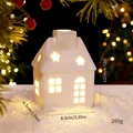 Décoration de maison de Noël en céramique blanche avec étoiles et lumière LED chaude - Décorations de Noël / Maison de Neige avec Étoile (Lumineuse)