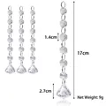 Dimensiones detalladas de cadena de cuentas octogonales de cristal con colgante - Cuenta de Octágono con Colgante de Diamante