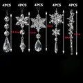 5 styles of clear acrylic Christmas snowflake and icicle ornaments with 12cm-20cm sizes - Cross-Border Set 1 / 20 Pieces Set / Clear