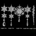 2-piece set of transparent acrylic snowflake and icicle Christmas hanging ornaments - Cross-Border Set 3 / 10 Pieces Pack / Clear