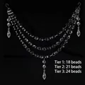 Detailed view of 3-layer octagonal crystal bead chain with counts of 18, 21, 24 beads per tier. - 3-Layer Octagonal Beads (Faceted Pointed Bead)