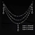 Detail view of 3-layer octagonal crystal bead chain with 18, 21, and 24 beads per layer - 3-Layer Octagonal Beads (Grid Pendant)