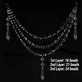 Detailed macro view of a three-tier clear octagonal bead chain with elegant crystal prisms - 3-Layer Octagonal Beads (Pencil Pendant)