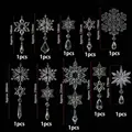 Acrylic crystal snowflake ornaments in various sizes for Christmas tree decor - 10 Pieces Pack / Transparent (Set with Hanging Wire)