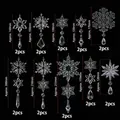 20-piece acrylic crystal snowflake ornament set in 10 styles for Christmas decor - 20 Pieces Set / Transparent (Set with Hanging Wire)